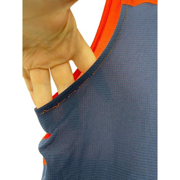 Patagonia Top Mens Small Windchaser Sleeveless Tank Navy Orange Mesh Running - Picture 3 of 8